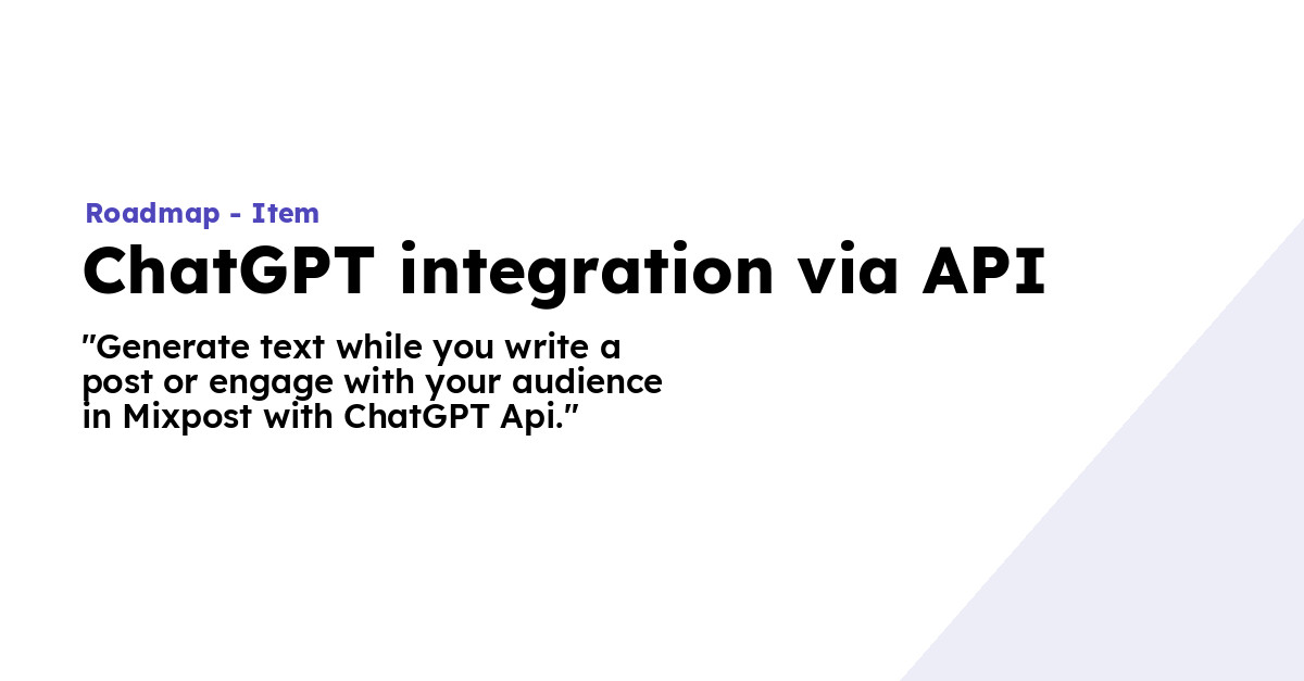 ChatGPT Integration Via API - Mixpost Roadmap